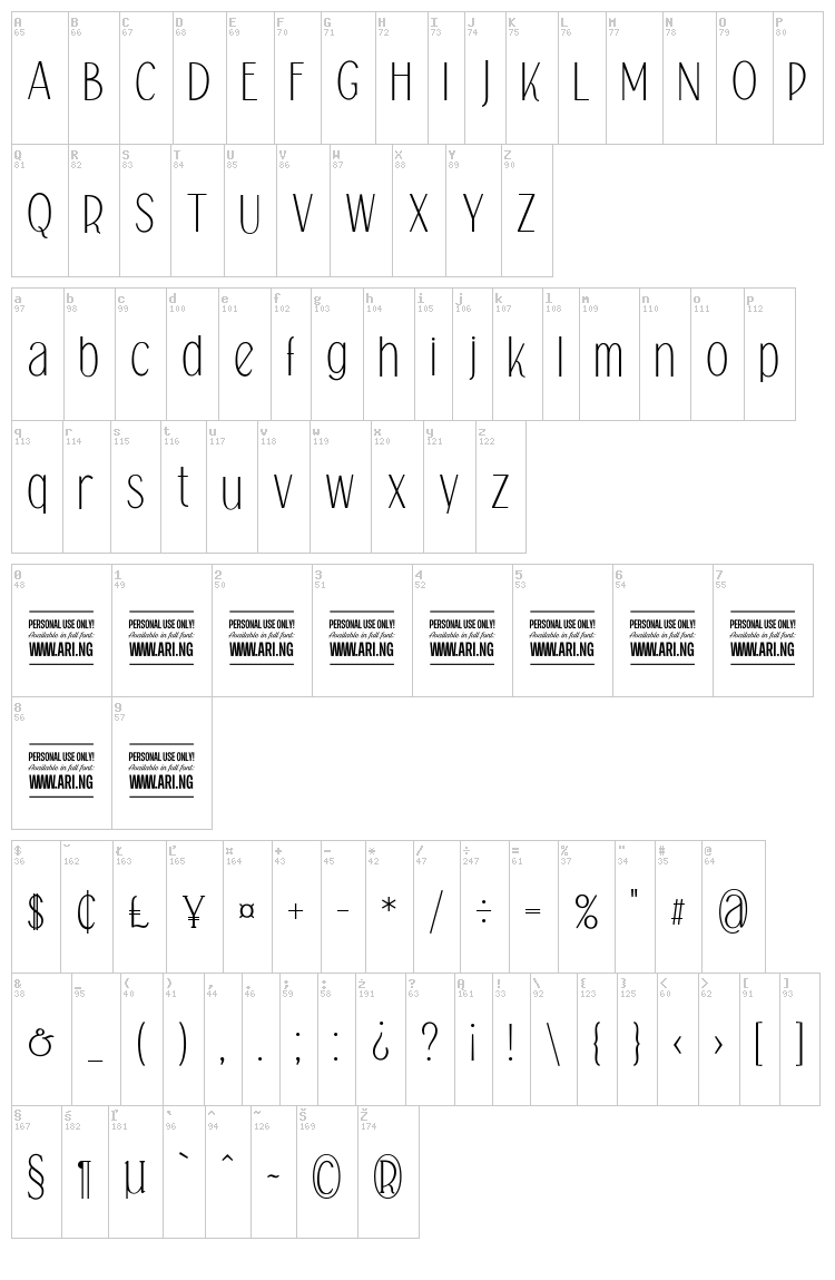 Falkin Sans font map