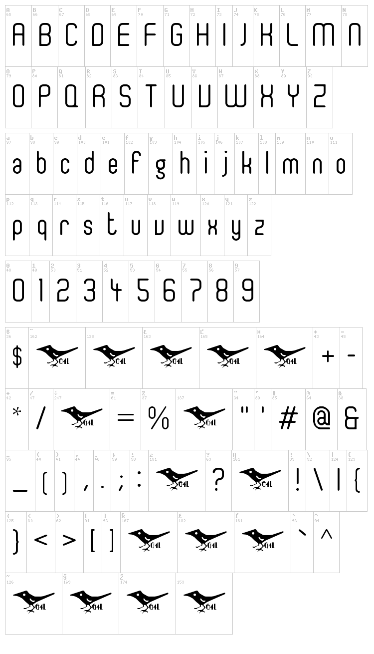 Ger4ronL Cond font map