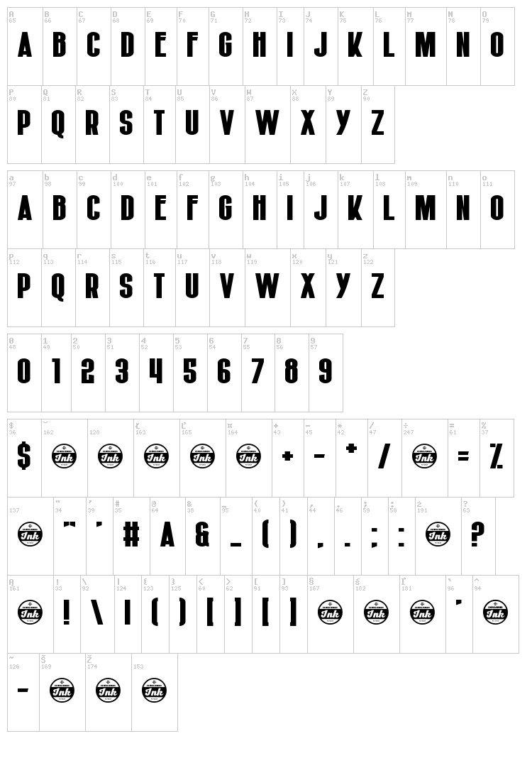 Hiruleon font map