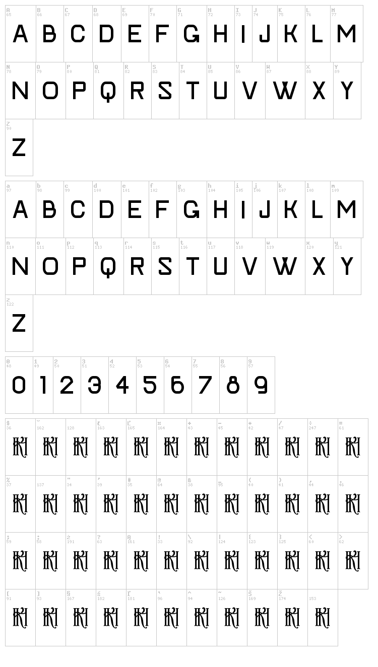 KH Faygt SP font map