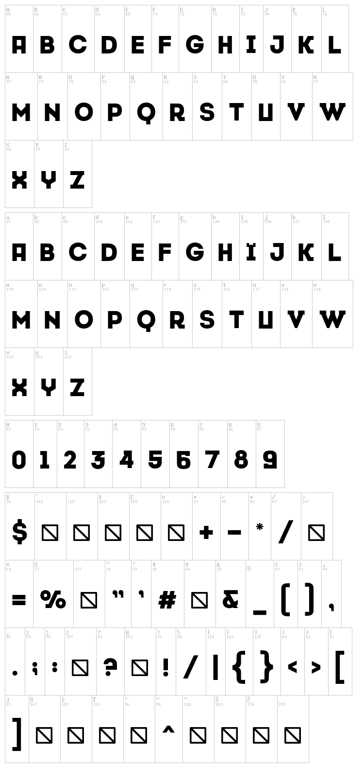 Cansiparane font map