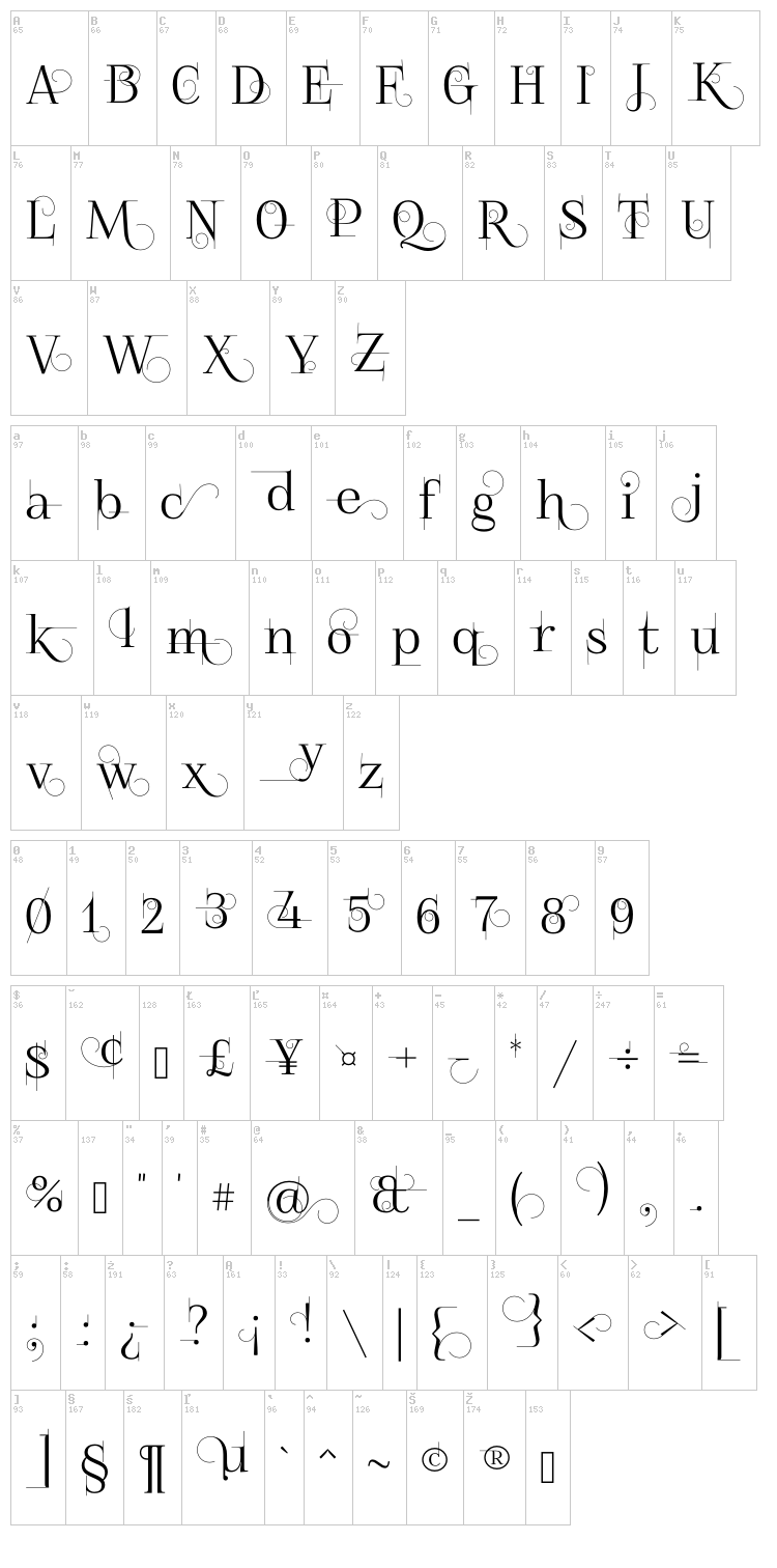 Foglihten No 04 font map