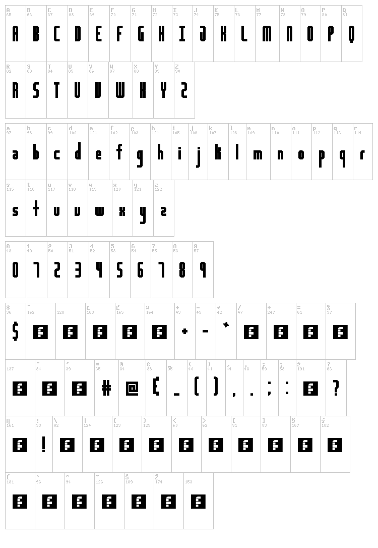 Highway Block Sans font map