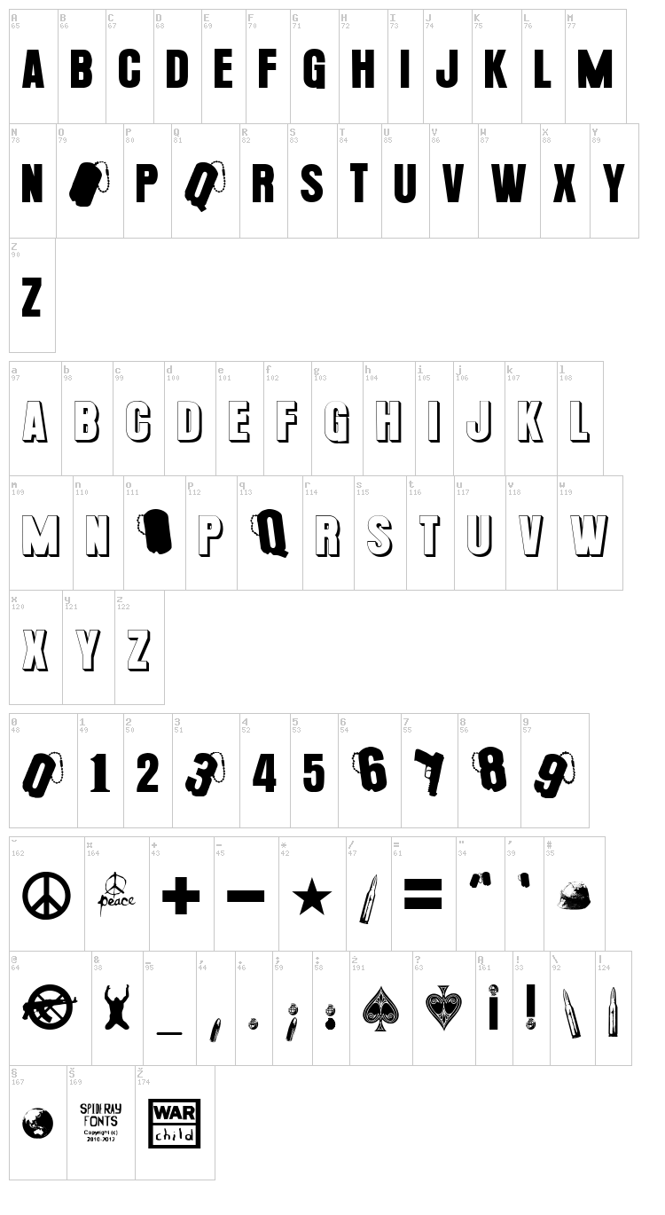 Platoon font map