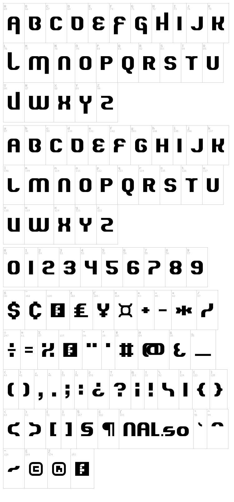 Quous Inno font map