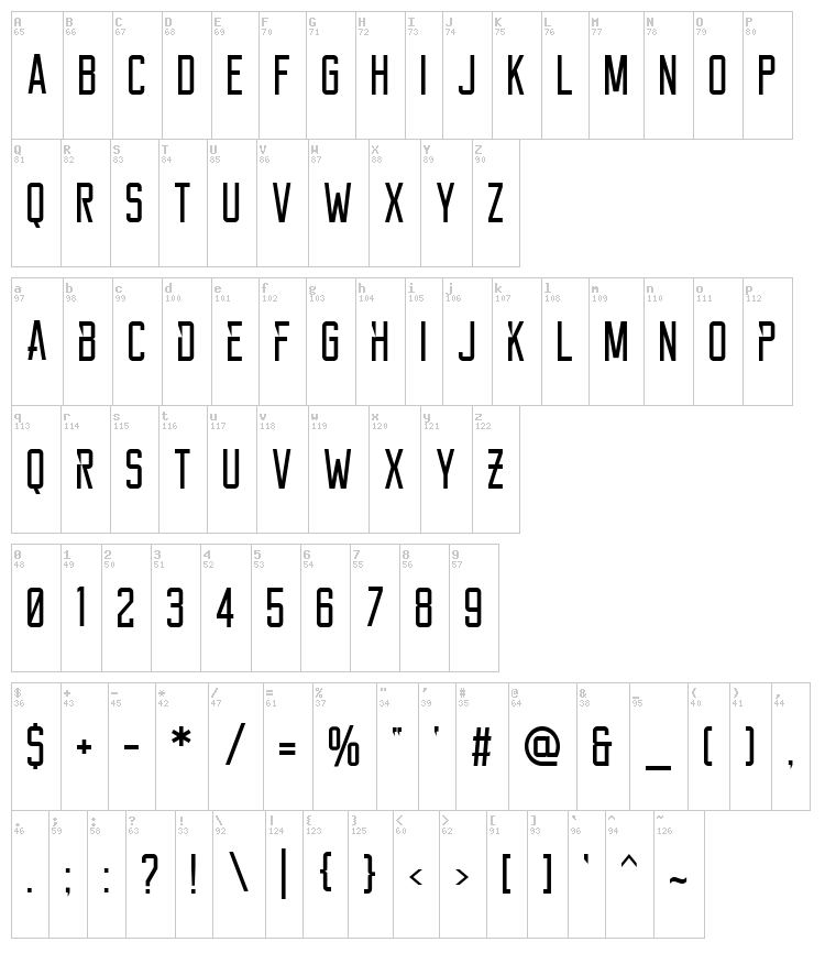 Reckoner font map