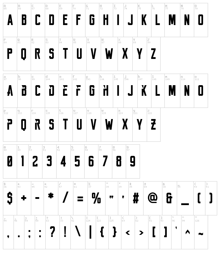 Reckoner font map
