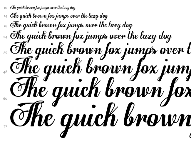 Egregio Script font waterfall