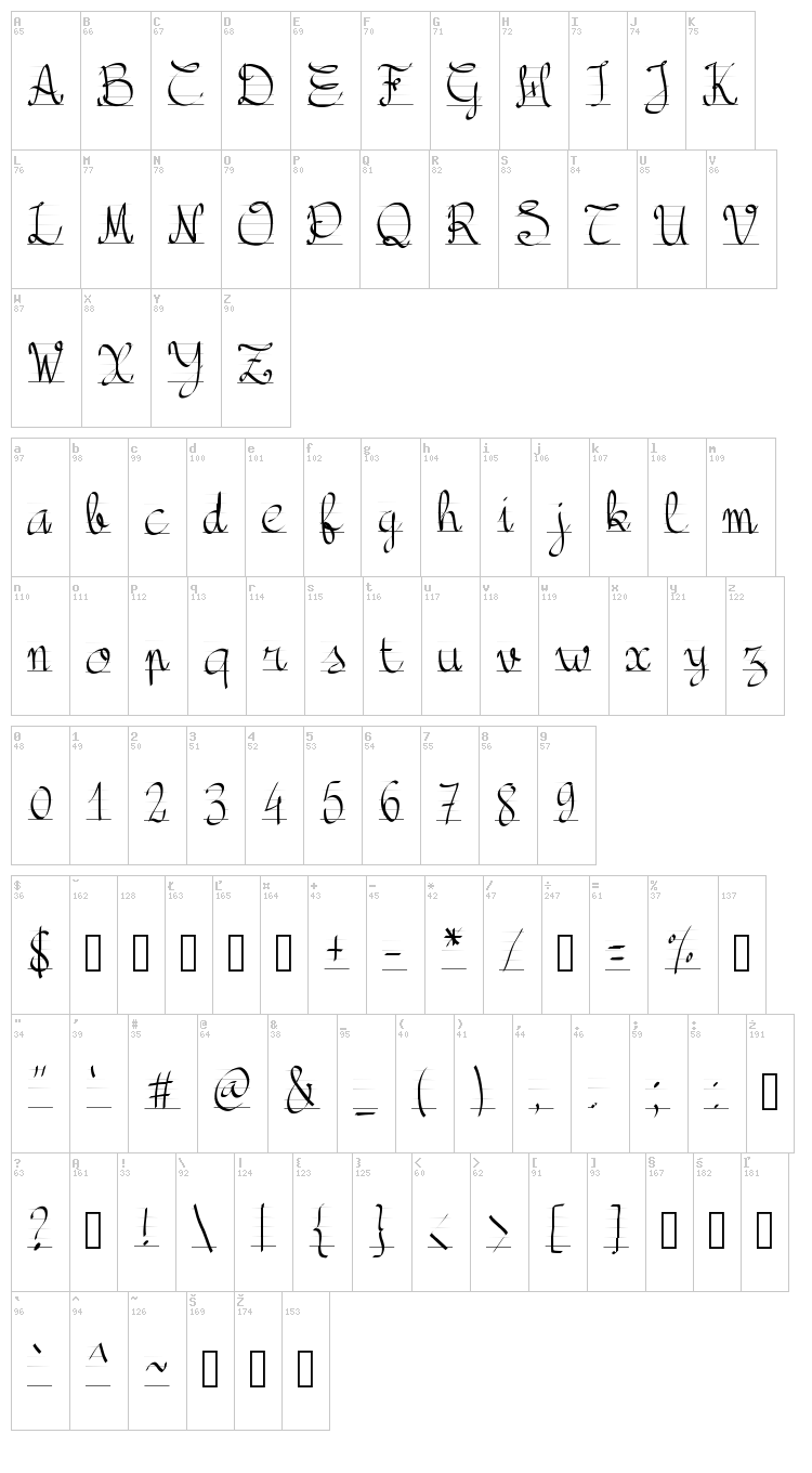PW Back to School font map
