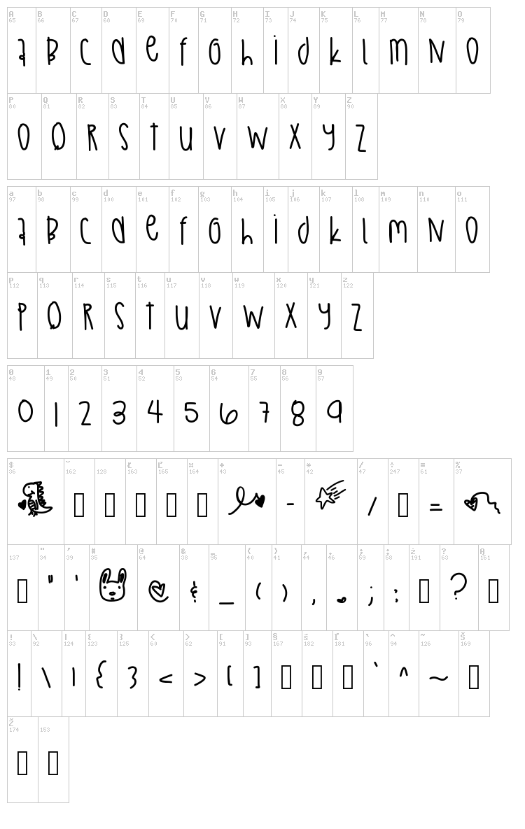 Abstract Thing font map