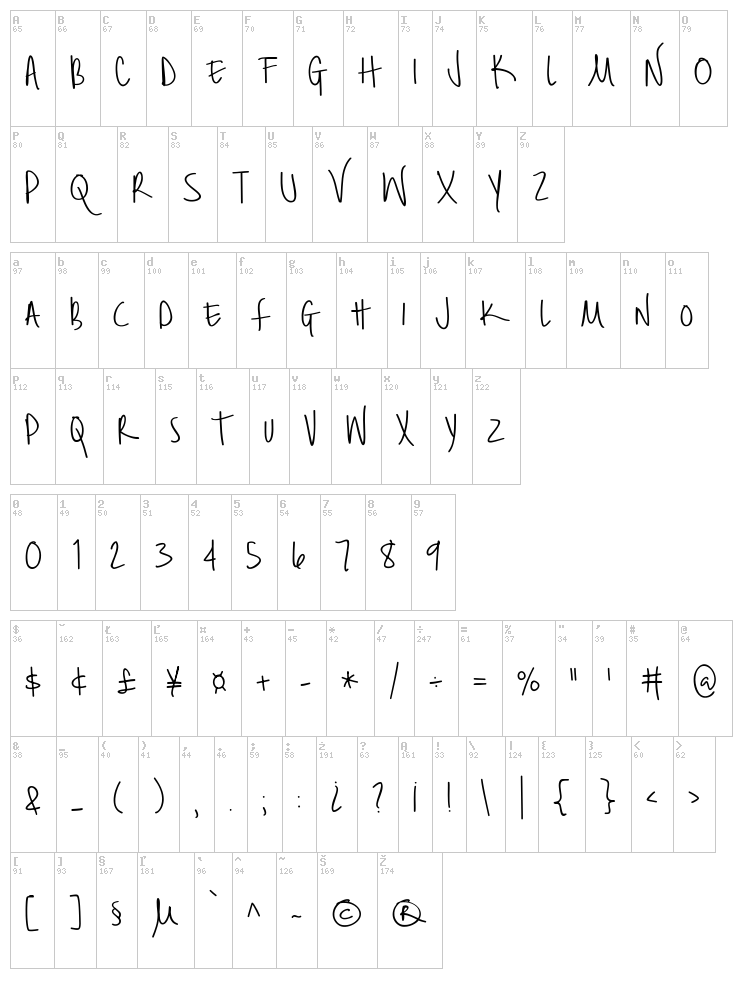 BriLliant font map