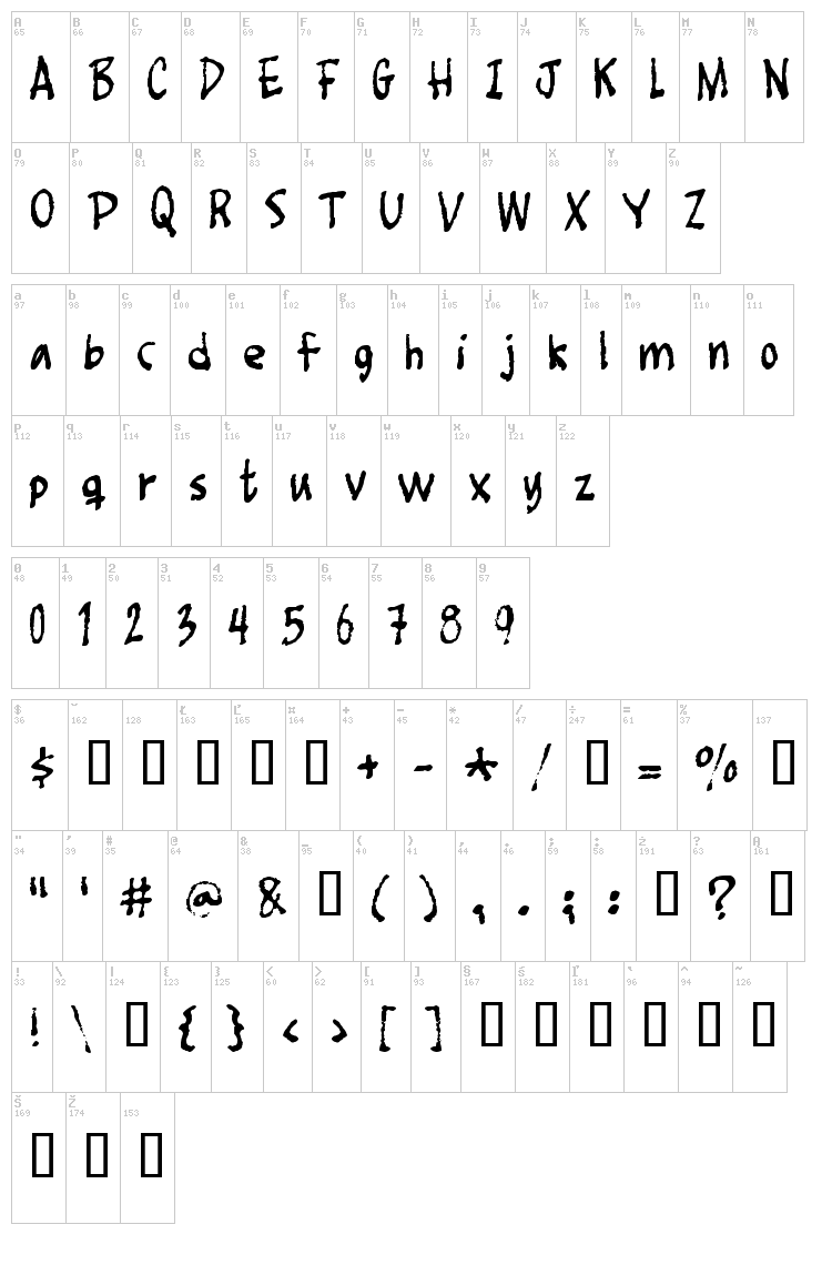 Foot Fight font map