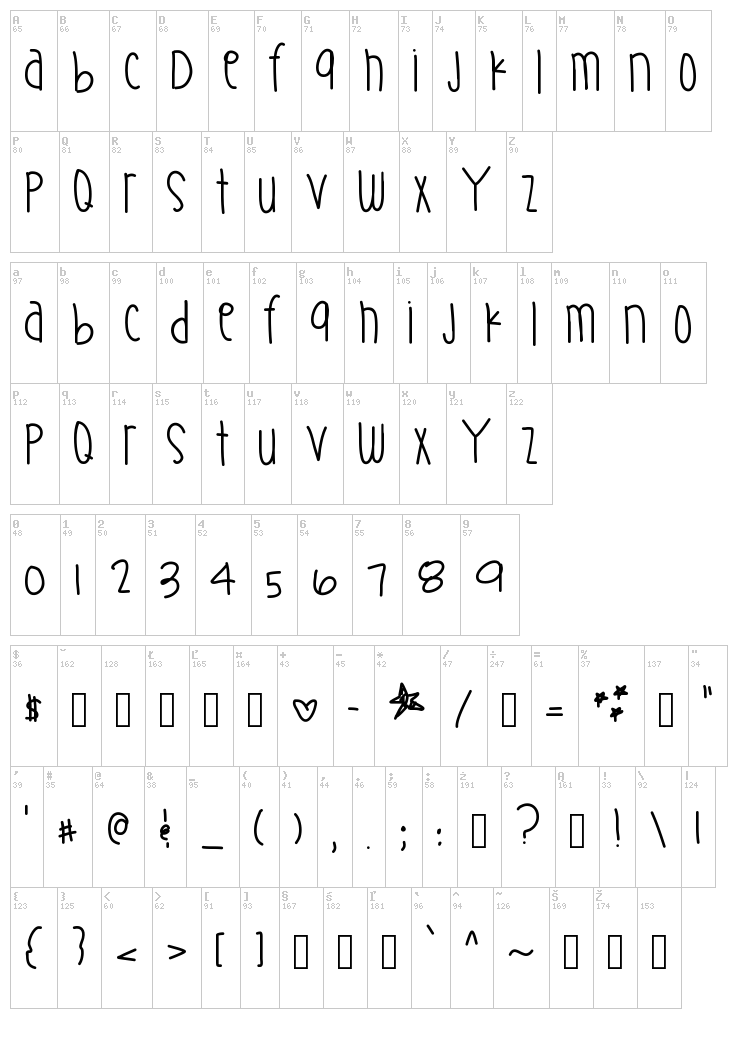 Supernatural Thing font map