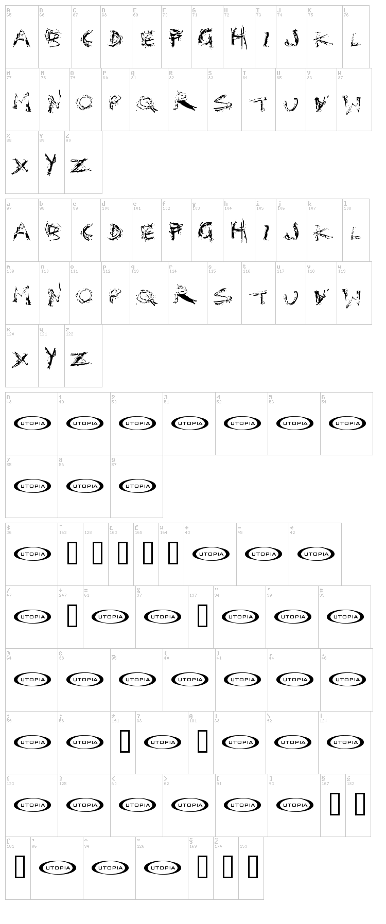 Distortia font map