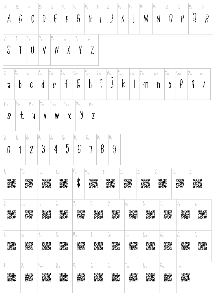 Plain Slice font map