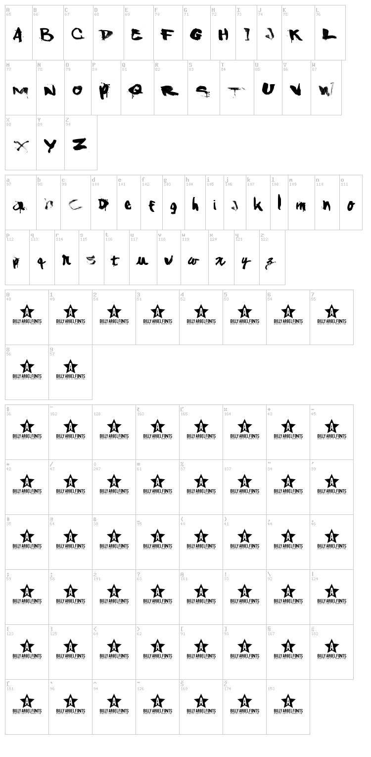 Shanked font map