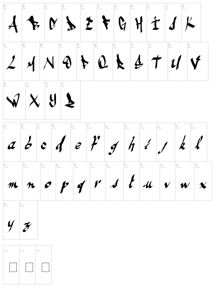 Ameze's Font font map