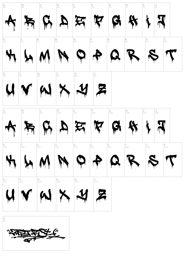 JustFist font map