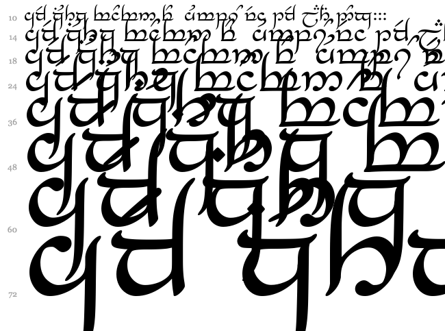 Tengwar Eldanaro font waterfall