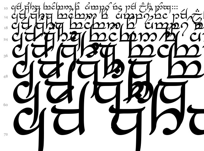 Tengwar Eldanaro font waterfall