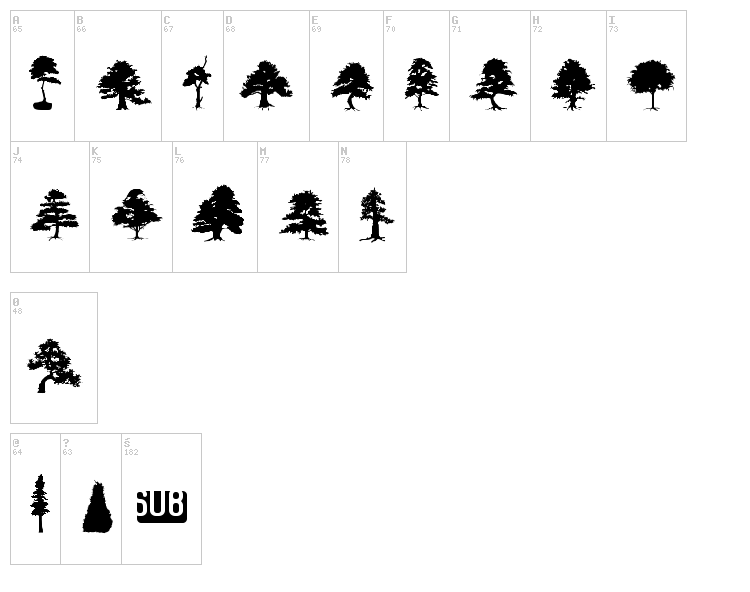 Subikto Tree font map
