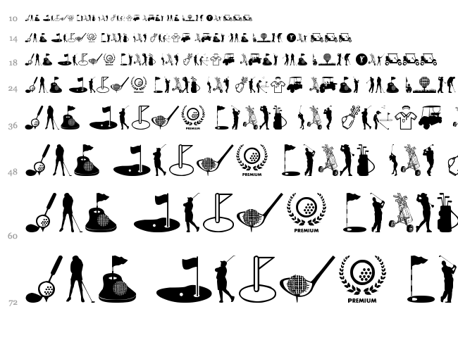 Golf Icons font , Dingbats - Sport fonts - Fontzzz.com
