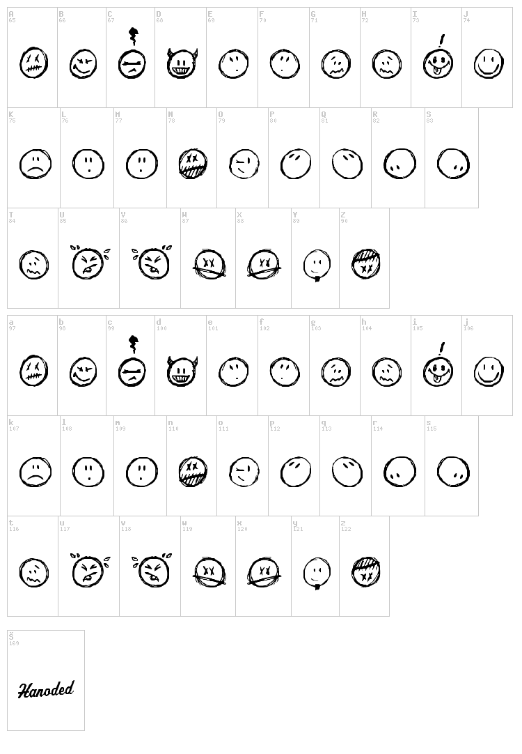 Sketchy Smiley font map