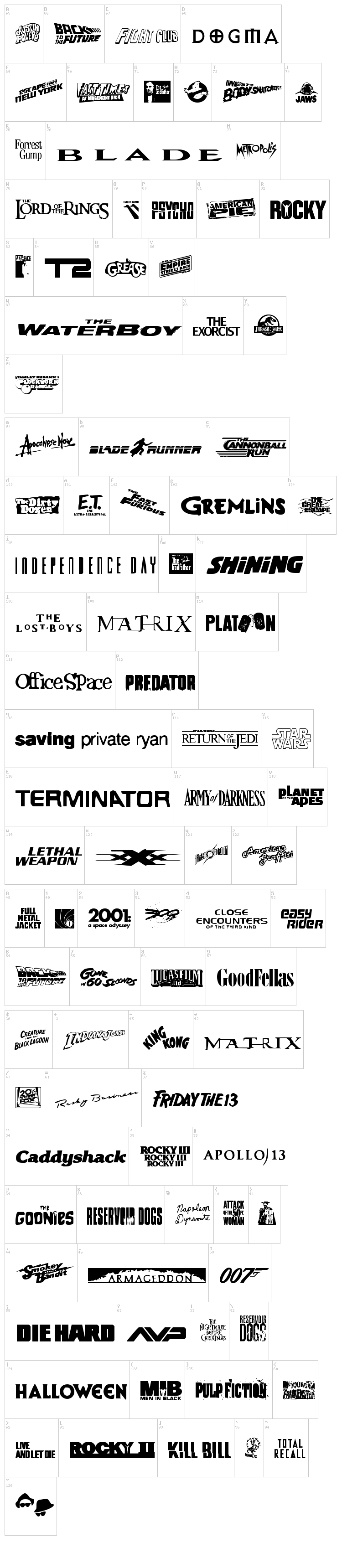 Movie Gallery font , Dingbats - TV, Movie fonts - Fontzzz.com