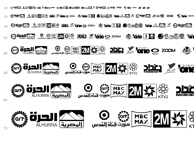 Arab TV logos font waterfall