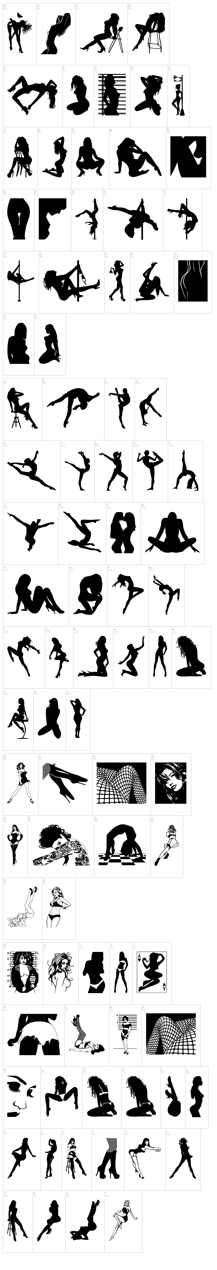 Beauty Marks font map