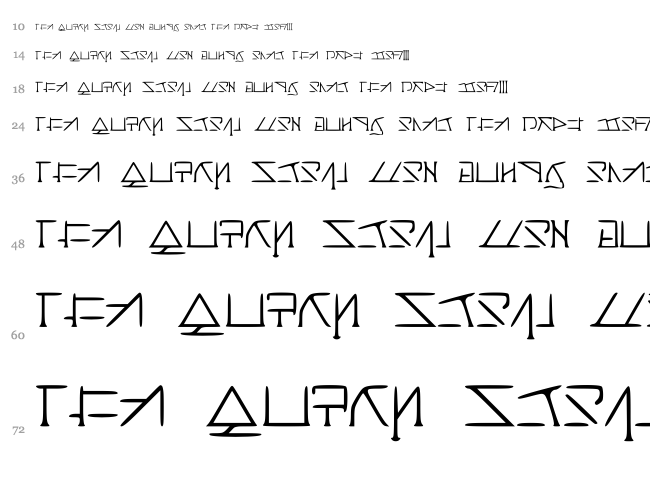 Aeridanish Script font waterfall