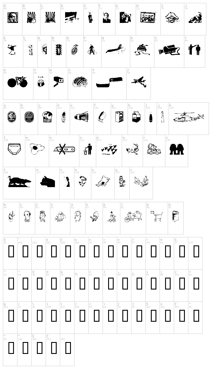 PlakkenWalls font map