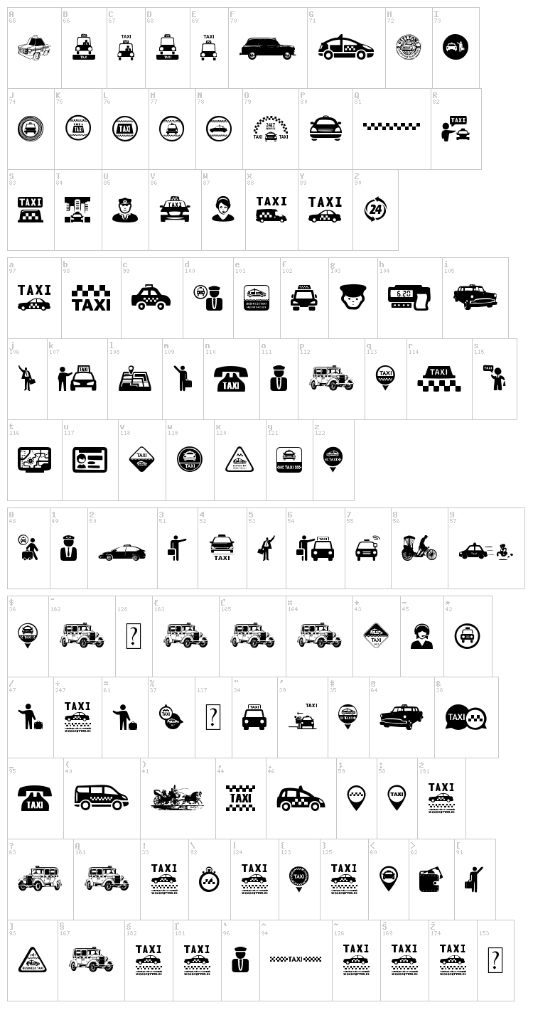 Taxi font , Dingbats - Various fonts - Fontzzz.com