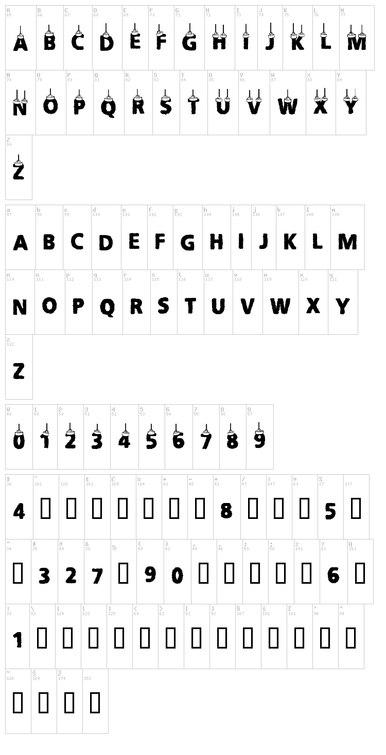 CF Christmas Letters font map