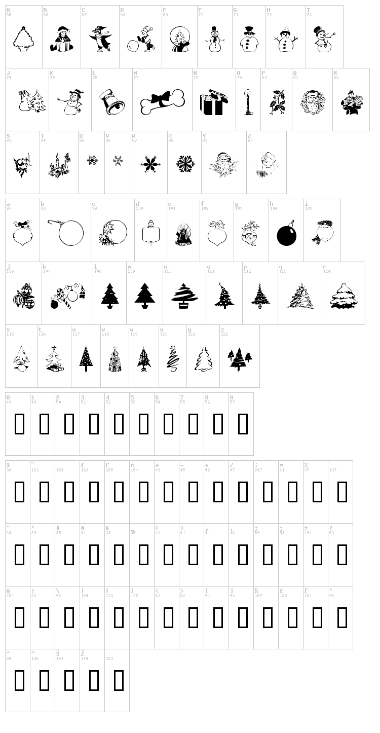 WM Christmas font map