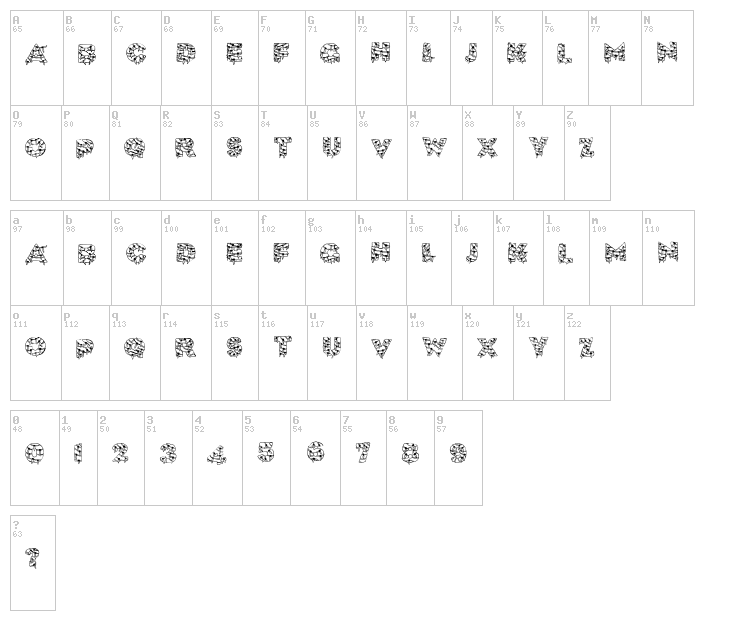 Xmas Lite font map